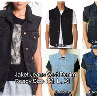jaket jean jeans vest model levis denim unisex tanpa lengan