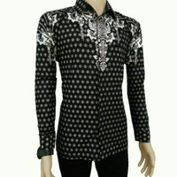 Kemeja pria batik monocrom artora
