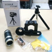 Lensa Tele Zoom 8x Clip Lipat universal + tripod untuk semua hp