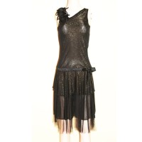 Flower Black Gold Party Dress Baju Gaun Pesta Wanita Remaja Import