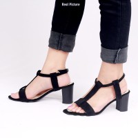 Jual SEPATU SANDAL WANITA HIGH HEELS HAK TAHU - DA HITAM Murah