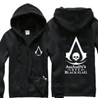 Jaket Sweater Hoodie Zipper Assassin Creed Black Flag - Unisex