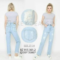ORI Celana Panjang Jeans Boyfriend -Ga Tembus/ Ripped Jeans Wanita 913