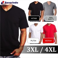 Jual Baju Kaos Polos V-Neck Kaos Oblong Distro Jumbo Big Size XXL 3XL 4XL Murah