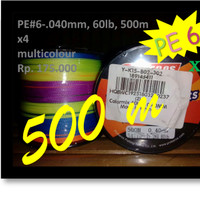Senar Benang Pancing PE6 Multicolour-Murah Bagus X4 0.40mm-60lb-500m