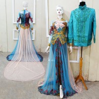 SEPASANG KEBAYA PENGANTIN EKOR TULLE MEWAH MURAH
