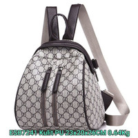 ESB7241 Tas Batam Import Ransel Wanita Motif Merk Buncit Double Zipper