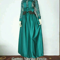 Baju Wanita Dress Gamis Batik Modern Busui Kombinasi Nagita Tosca
