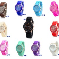 Jam Tangan Silicone Jelly Quartz Wrist Watch Silikon Jely Geneva Rubber Karet