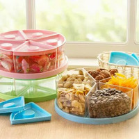 Tempat Toples Kue Snack Permen 5 Sekat Tutup Kedap Udara