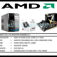 Paket Cpu / Pc Rakitan Gaming 21 /Amd A4-6300(3.7 Ghz)/ Ram 4Gb