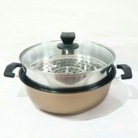 Panci Kukus 2 Susun Serbaguna Steamer Pot Stainless Steel - 28Cm