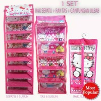 1 SET Rak sepatu + rak tas + rak jilbab gantung full resleting