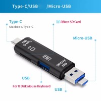 Portable OTG 3 IN 1 Card Reader USB Type C + Micro USB Standard + USB