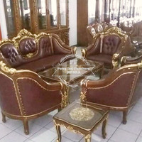 Set Meja Kursi Ruang Tamu Sofa Mewah Kayu Jati Ukir Jepara Free Ongkir