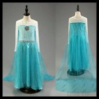 Kostum Elsa Frozen Import Baju Dress Pesta Ulang Tahun Anak