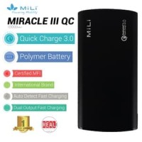 Powerbank Mili Miracle III Qualcomm QC Real Capacity 10000mAh Black