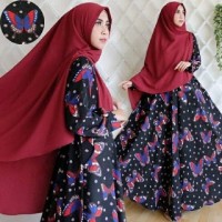 Baju Gamis Pesta Muslim Modern Remaja Syari Butterfly Busui Hitam