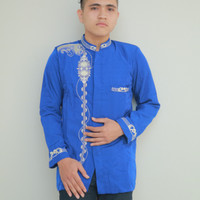 Jasko Jas Koko Biru Nikah Baju Koko Lengan Panjang Al Muttaqin JKH 126