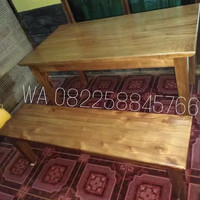 Meja Kursi Makan Panjang/Bangku Sederhana Kayu Jati Gratis Ongkir