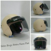 HELM BOGO RETRO KULIT CLASSIC KREM POLOS KACA BOGO FLAT