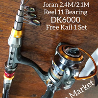 Paket Pancingan Joran 2.1M, Reel 11 Ball Bearing, Kail No 3-12 Set