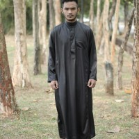 Jubah/Gamis Pria Al Haramain Hitam Polos