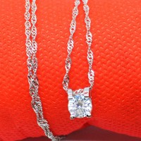 Kalung Lapis Emas Putih Silver Pendant Batu Berlian Imitasi - BN051