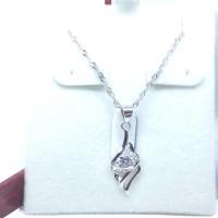 Kalung Silver Lapis Emas Putih Pendant Angel Wing Batu Berlian BN064P