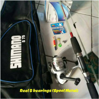 Set Pancing Kolam/Empang reel 8 Bearings Joran Fiber Glass Transparan