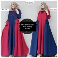 Jual BAJU FASHION MUSLIM RAINBOW DRESS NAVY & MAROON DRESS MUSLIM GAMIS Murah