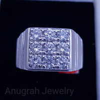 Cincin Pria EMAS Putih BERLIAN Putih ASLI NATURAL DIAMOND