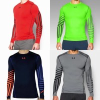 Baju Kaos Olah Raga Pria Atletik Renang Sepeda Gym Lengan Panjang