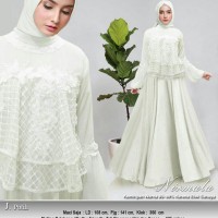 Baju Gamis Pesta Muslim Remaja Wisuda Modern Kumala Bordir Warna Putih
