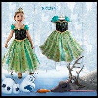 Terlaris! Gaun Anna Frozen Hijau U002F Dress Pesta Anak Impor !!
