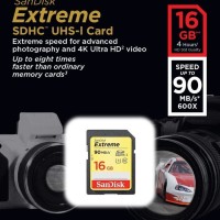 SanDisk SDHC EXTREME 16GB 90MB/s Class 10 Memory Kamera SD Card 16 GB