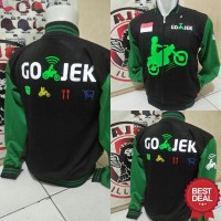 Custom jaket gojek Hitam Hijau Logo dada motor