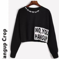 Crop sweater pendek baju wanita atasan outer luaran hitam unik gaul