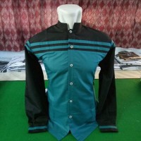 baju koko hadroh hitam kombinasi hijau tosca terbaru
