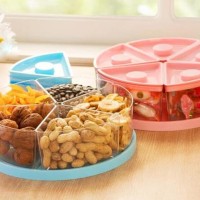 146 Kotak Snack / permen 5 Sekat Tutup kedap udara Toples Kue Plastik
