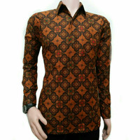 AB Kemeja Batik sogan Motif Tradisional Kemeja Lengan Panjang