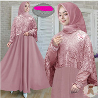 Set gamis maxi dress cape arm dian pelangi baju pesta busana muslim