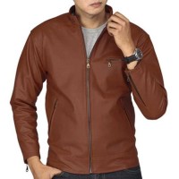 A55268 Jaket Kulit Sintetis Pria Casual Kantor Formal