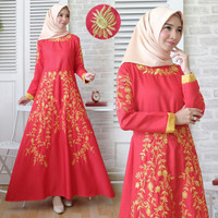 Baju Syari Gamis Balotelli Premium Maxi Long Dress Fatima Merah Murah