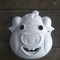 TOPENG LUKIS POLOS wajah babi lucu art craft pulp