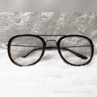 Kacamata Minus Retro Warna coklat Free Lensa Essilor GIA