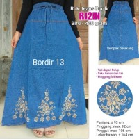 Jual Rok jeans panjang model bordir cantik warna biru Murah