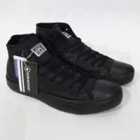 Sepatu Converse All Star CT2 Kulit Leather Full Black Hitam High