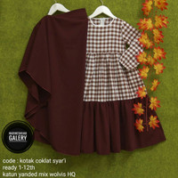 Gamis syari anak bahan katun yanded khimar wolfis HQ