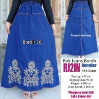 Jual Rok jeans panjang model bordir cantik warna dongker Murah